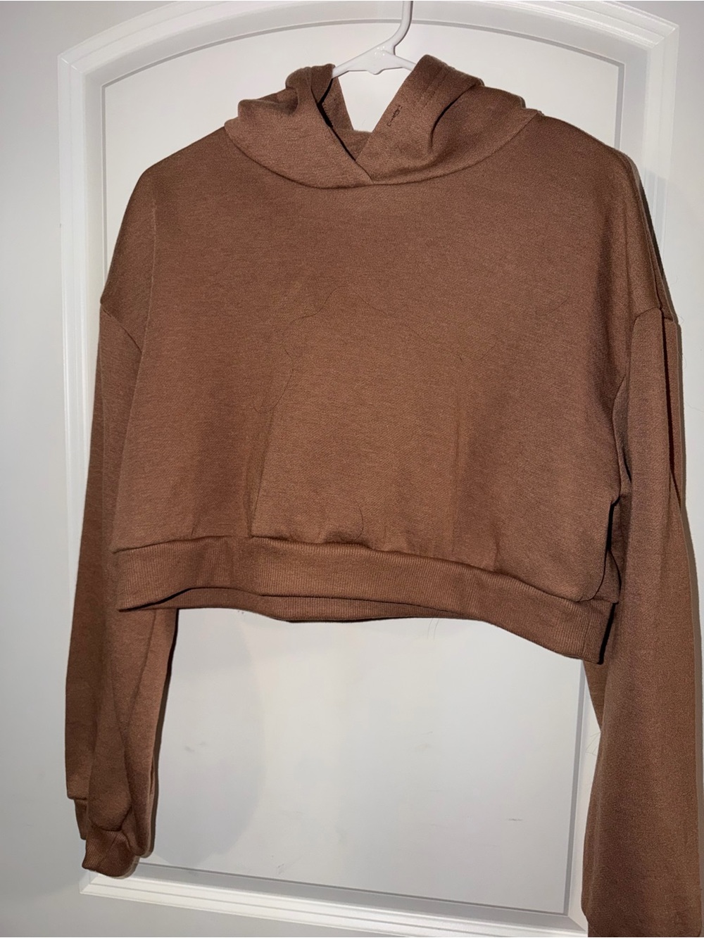 SHEIN Cropped Hoodie in Chocolate Brown